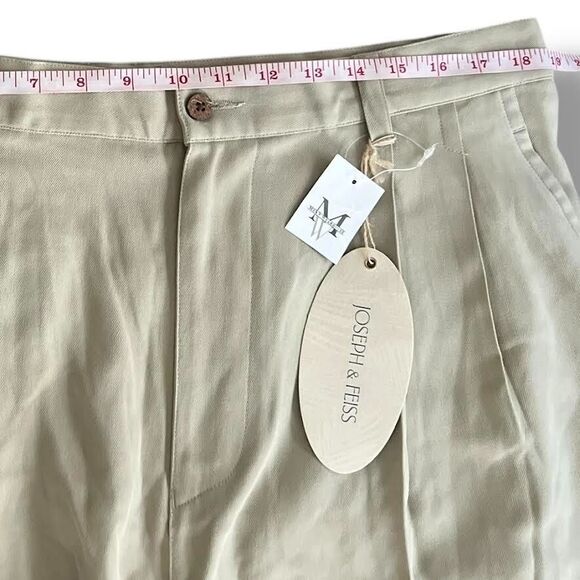 Joseph & Feiss Shorts Men's Sz 38 Khaki 100% Silk Chino Pleated Resort Vacay NWT - Picture 15 of 15